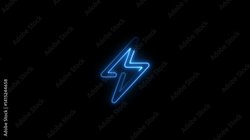 Glowing neon power icon isolated on black background. HD Video motion graphic animation Glowing neon power icon isolated on black background. HD Video motion graphic animation