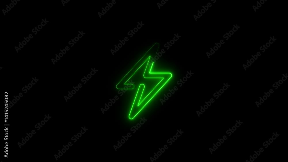 Glowing neon power icon isolated on black background. HD Video motion graphic animation Glowing neon power icon isolated on black background. HD Video motion graphic animation