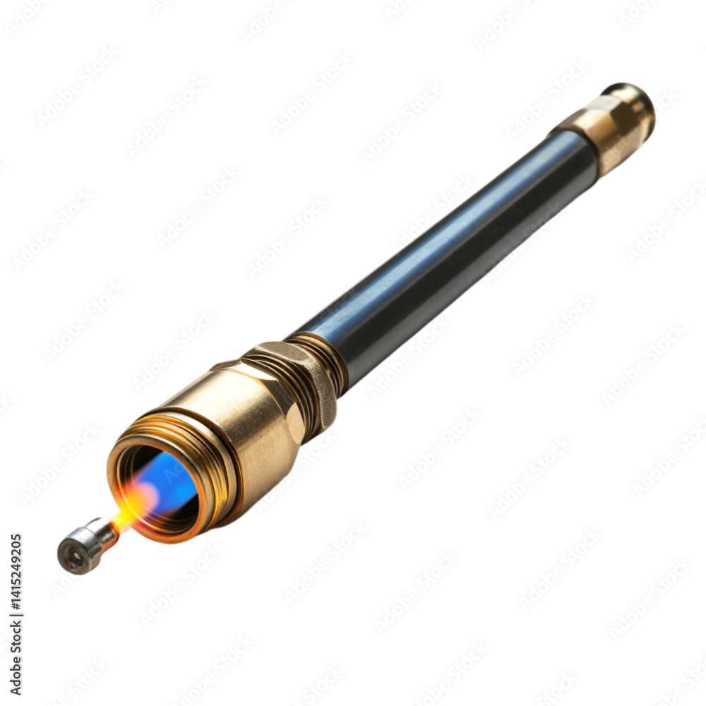 Fototapeta premium Micro torch with blue flame close up product photography,