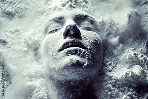 Brain fog. Hallucination - due to cocaine: abstract image of physical state. How to treat hallucinations. Mysterious figure. Illness symptoms. Metaphorical cocaine feelings of a mental illusi.
