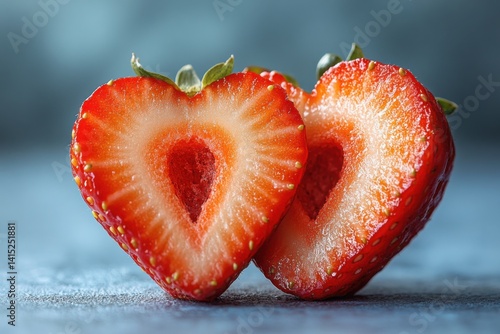 Obraz na płótnie Heart-shaped strawberries fresh and sweet symbolize love and healthy eating w salonie