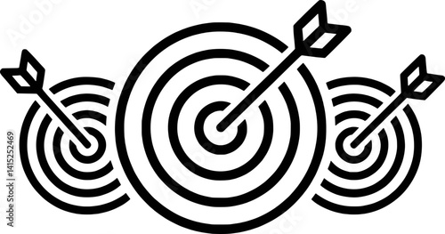 Three Targets With Arrows Hitting The Mark Success And Accuracy Concept