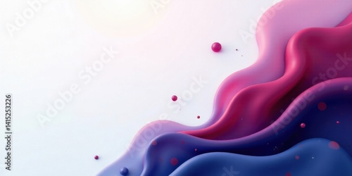 Obraz na płótnie Abstract Fluid Forms in Vibrant Hues with Scattered Spheres on a Light Background w salonie