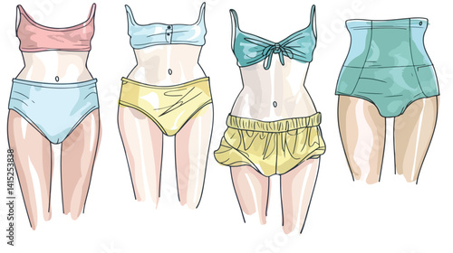 Modern Underwear Design on White Background - Vector Illustration