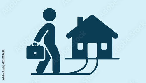 Work from Home Concept with Man and House Icon