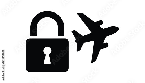 Lock and airplane travel security concept