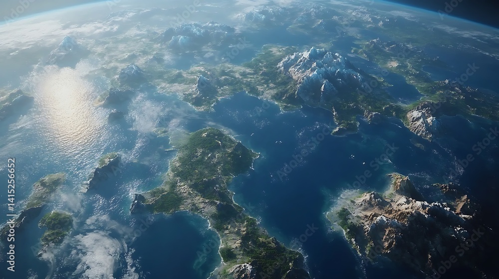 Fototapeta premium High-altitude view of the Mediterranean archipelago.