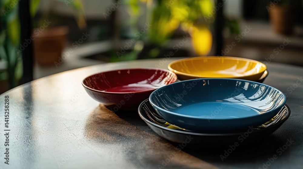 Colorful bowls on a table home kitchen still life photography cozy environment close-up view culinary aesthetics Colorful bowls on a table home kitchen still life photography cozy environment close-up view culinary aesthetics
