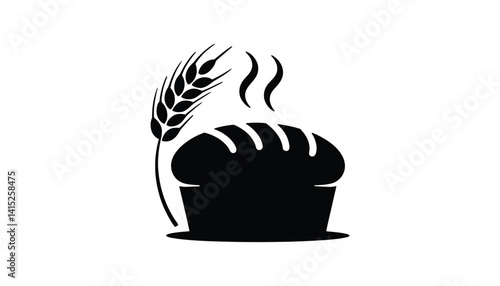 Fresh Bread Loaf with Wheat Icon – Bakery, Food, and Organic Bread Design