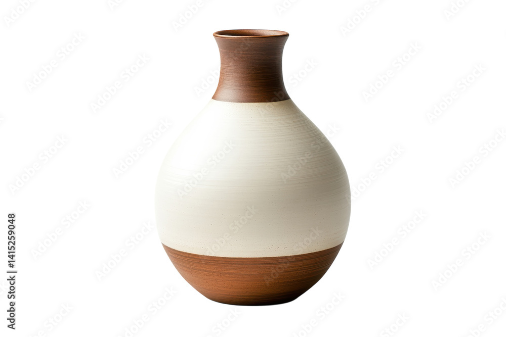 Elegant cream and brown ceramic vase minimalist design perfect home decor accent piece showcasing a sophisticated style beautifully on transparent background Elegant cream and brown ceramic vase minimalist design perfect home decor accent piece showcasing a sophisticated style beautifully on transparent background