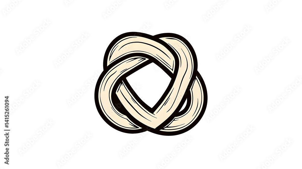 Fototapeta premium Intertwined knot design, abstract art, white background, logo design