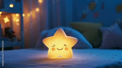 glowing star-shaped nightlight in children's room