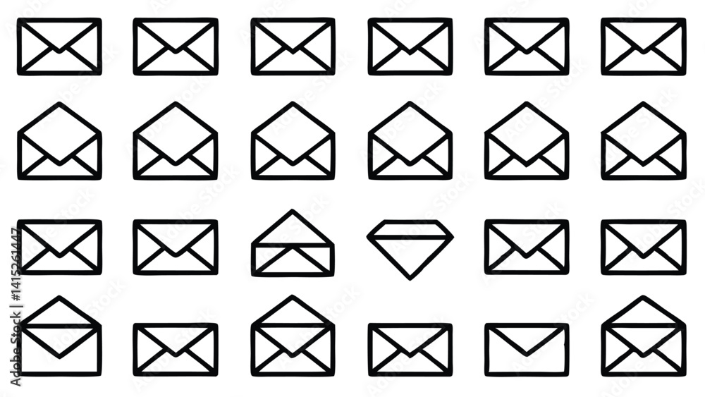 A set of mail icons and e-mail icons are available for various communication needs A set of mail icons and e-mail icons are available for various communication needs