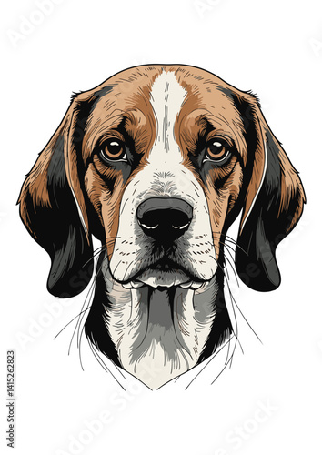 Beagle Dog Portrait Clipart