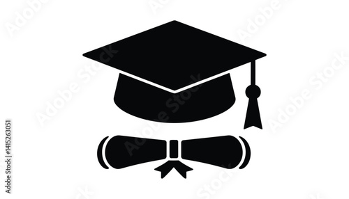 Graduation Cap and Bowtie Icon for Academic Achievement and Success High Resolution Picture
