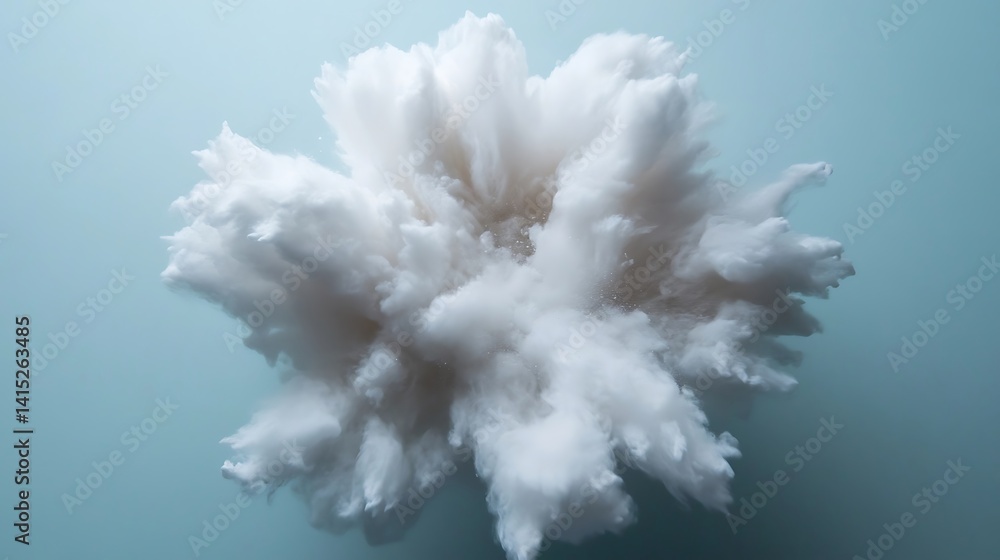 Naklejka premium Abstract, fluffy white cluster formation against a muted background.