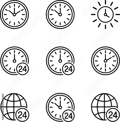 Time And Availability Icons Vector Illustration For Business And Service Concepts