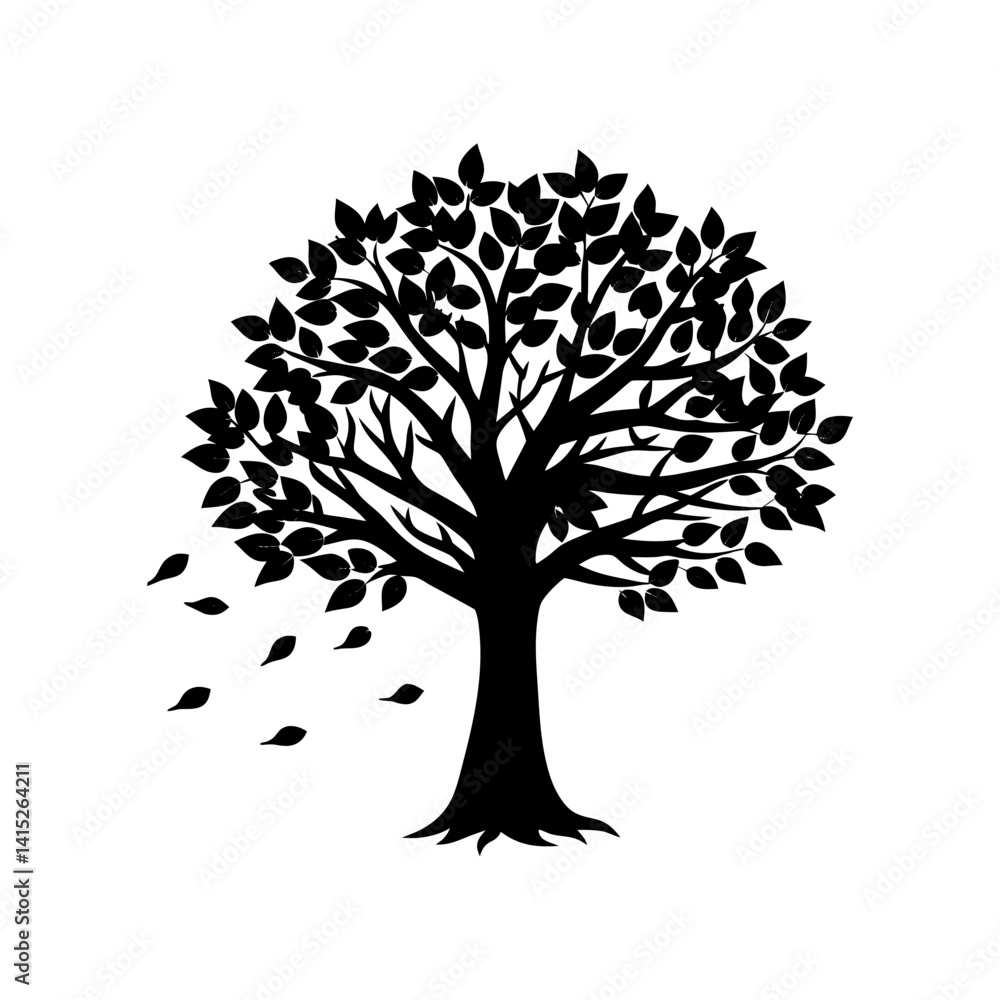 Fototapeta premium Fall Tree Silhouette vector illustration