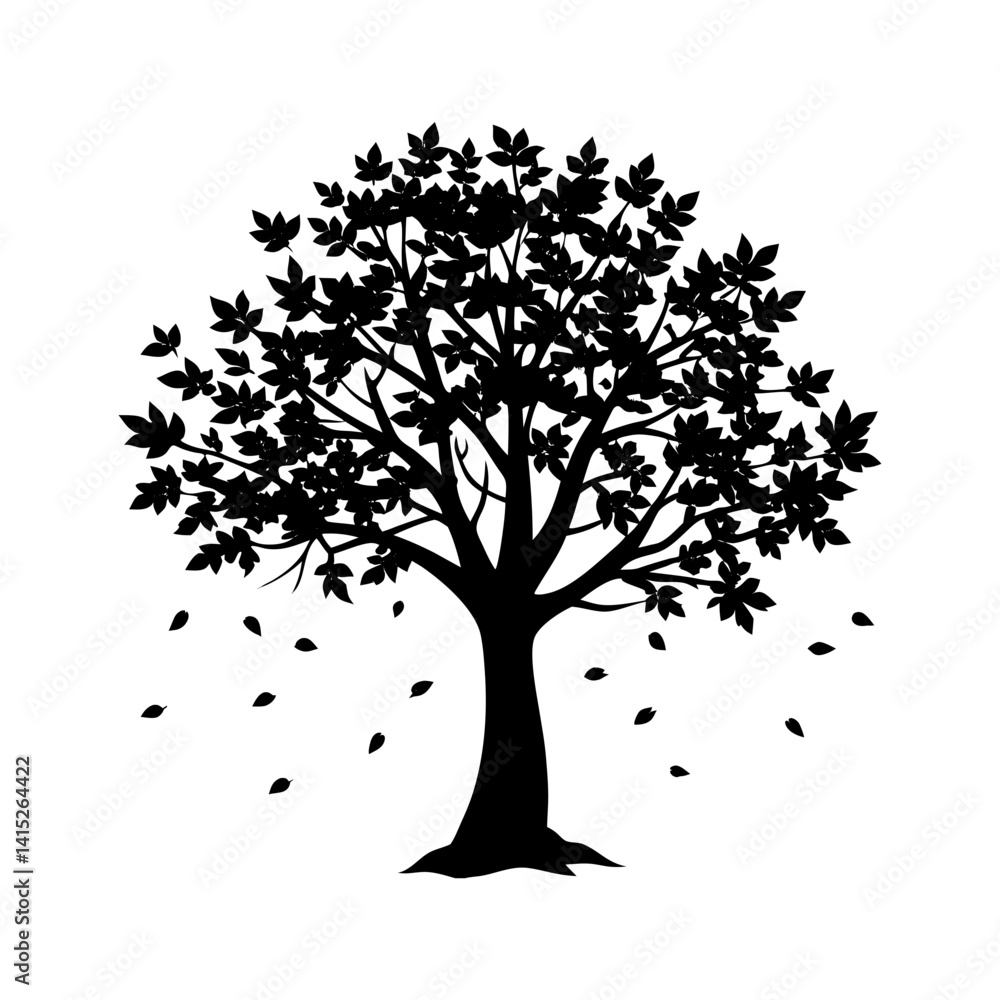 Obraz premium Fall Tree Silhouette vector illustration