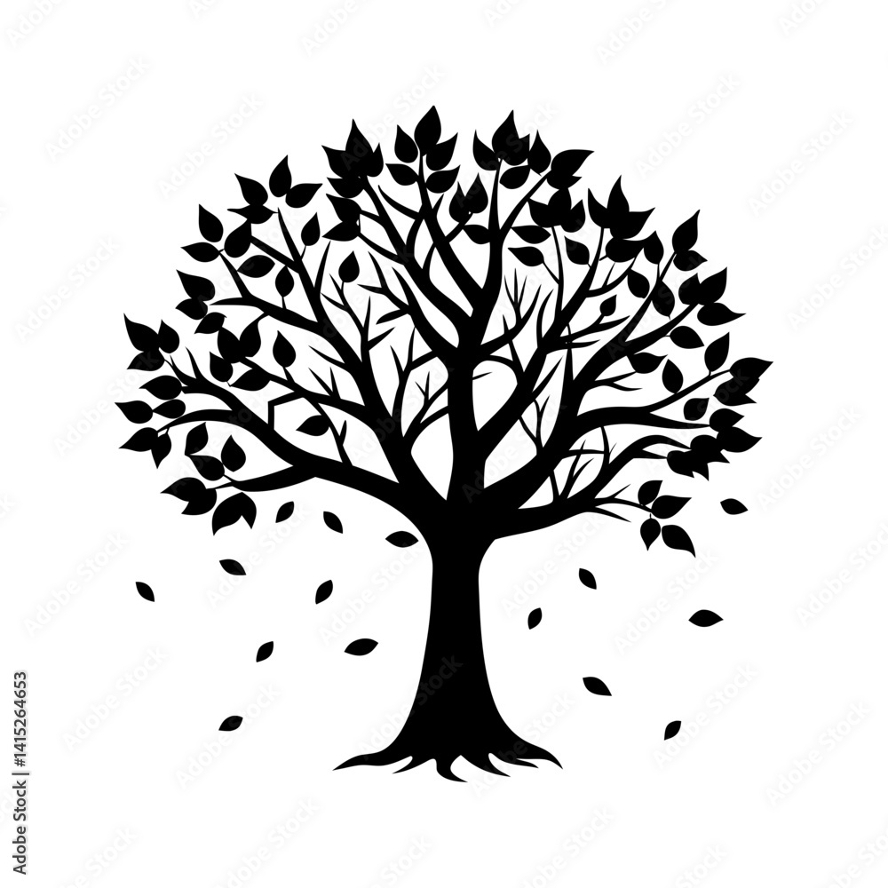 Obraz premium Fall Tree Silhouette vector illustration