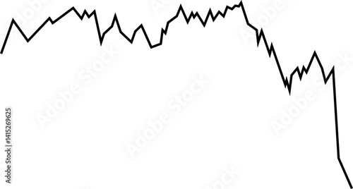 Curved line chart displaying a market drop pattern typically seen in declining stock activity.
