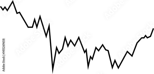 Curved stock chart element visualizing flow of financial data with directional changes.