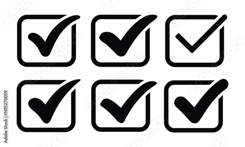 Checkmark icon set vector on white background.