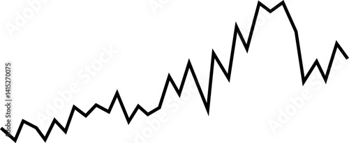 Step-based line chart element illustrating segmented progression with alternating directional changes along the financial data path.