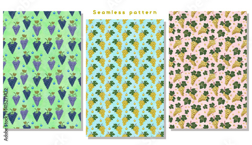 シームレスパターン _ぶどうのセット_4