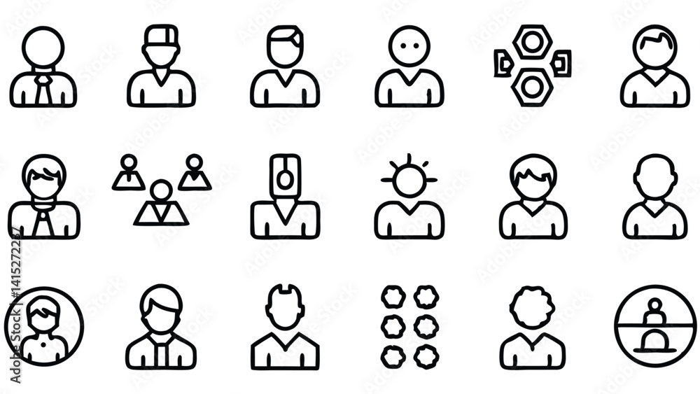 A set of business people icons visually represents various professionals and teams A set of business people icons visually represents various professionals and teams