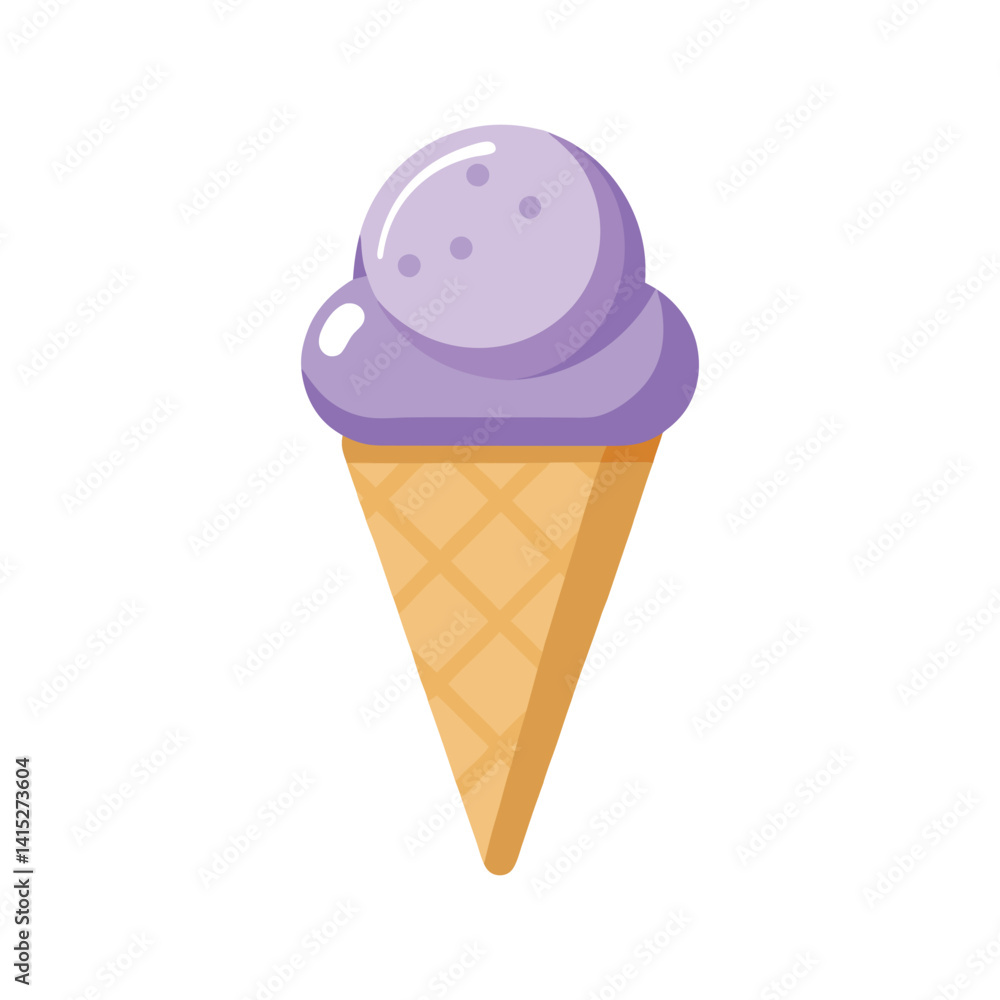 Ice Cream Cone with Lavender Ice Cream Scoop Ice Cream Cone with Lavender Ice Cream Scoop