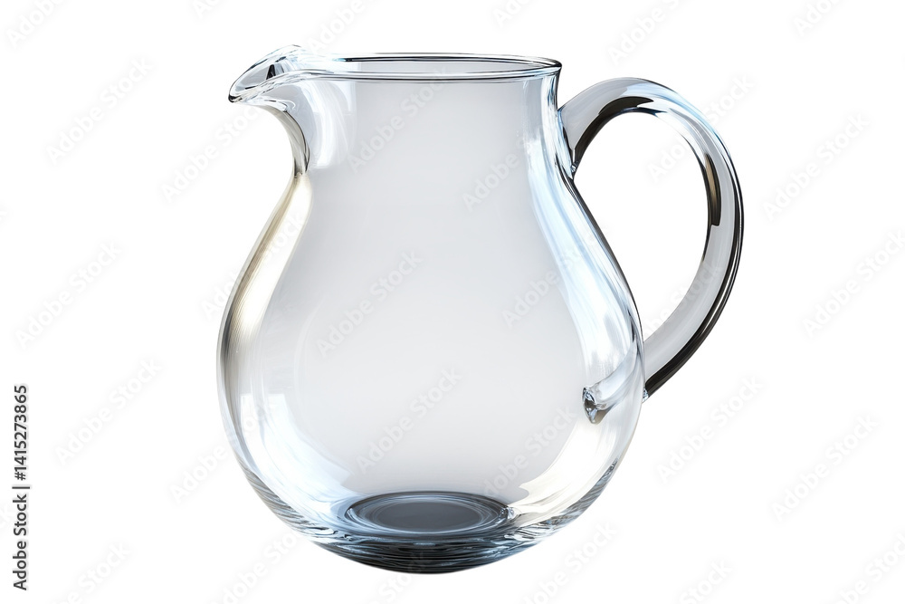 Elegant clear glass pitcher perfect for serving beverages showcasing a sleek design against a black background with subtle lighting on transparent background Elegant clear glass pitcher perfect for serving beverages showcasing a sleek design against a black background with subtle lighting on transparent background