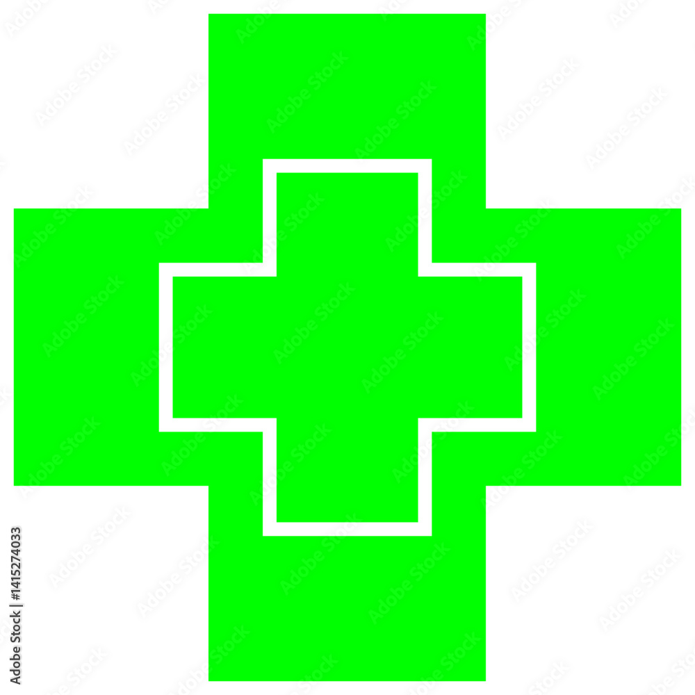 Outlined bold medical cross icon with layered effect, representing advanced medical aid or first responder services – Transparent Background.