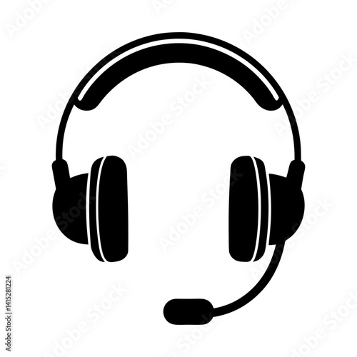Headset vector icon communication audio device graphic silhouette