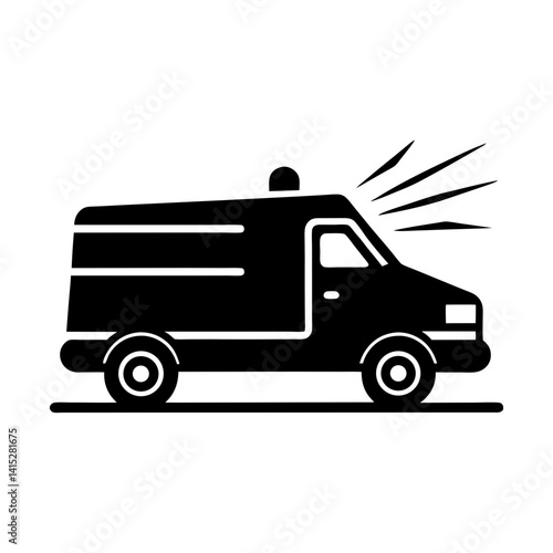 Emergency medical service ambulance vehicle icon silhouette