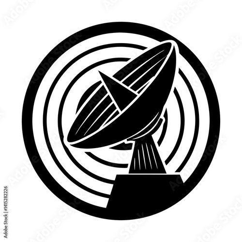 Satellite dish communication antenna technology icon silhouette