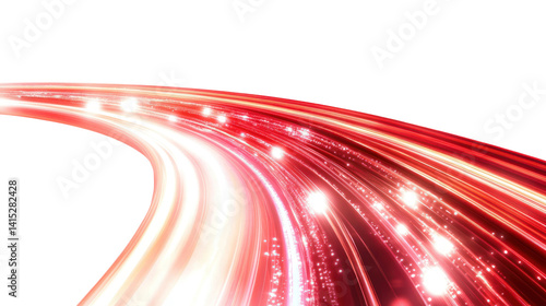 Red Light Trail Speed Lines with Motion Effect Isolated on Transparent Background
