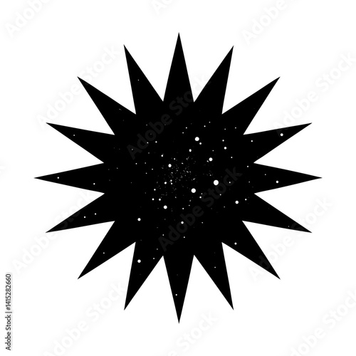 Sharp pointed star shape with celestial cosmos view silhouette