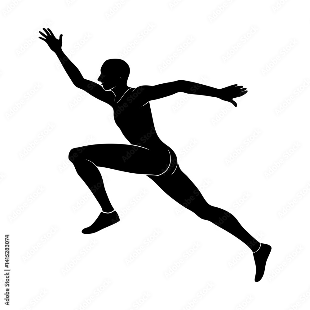 Athlete sprinting fast silhouette vector graphic Athlete sprinting fast silhouette vector graphic
