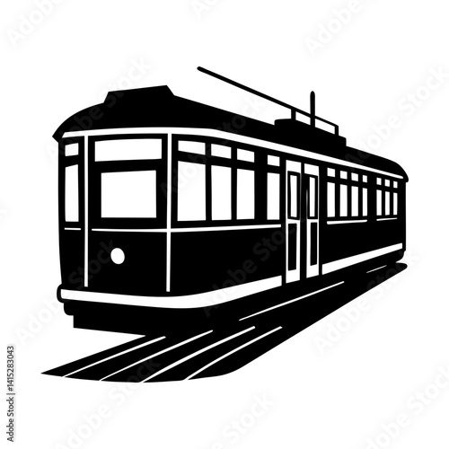 Vintage streetcar transportation vector illustration silhouette