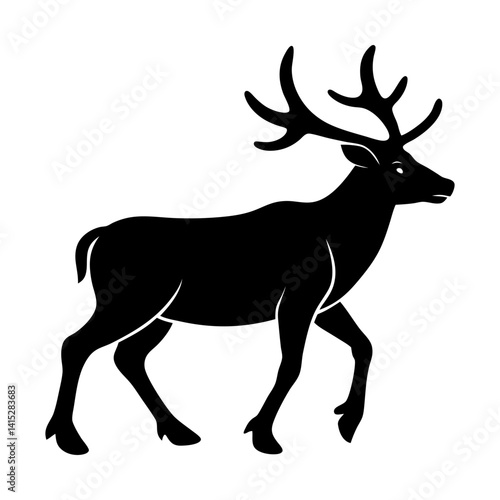 Elegant stag silhouette vector graphic illustration