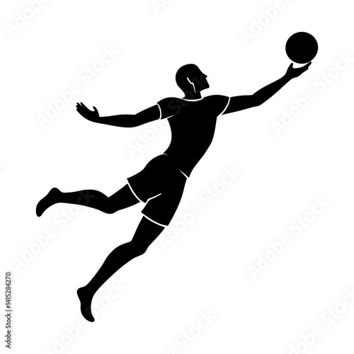 Silhouette of volleyball player spiking the ball sport