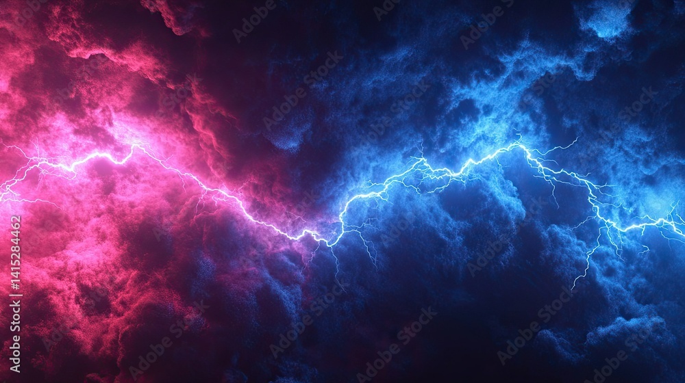 Lightning Flash with Neon Colors Flashing in Red and Blue Background, Seamless Loop of Electrifying Visuals** - Lightning Flash with Neon Colors Flashing in Red and Blue Background, Seamless Loop of Electrifying Visuals** -