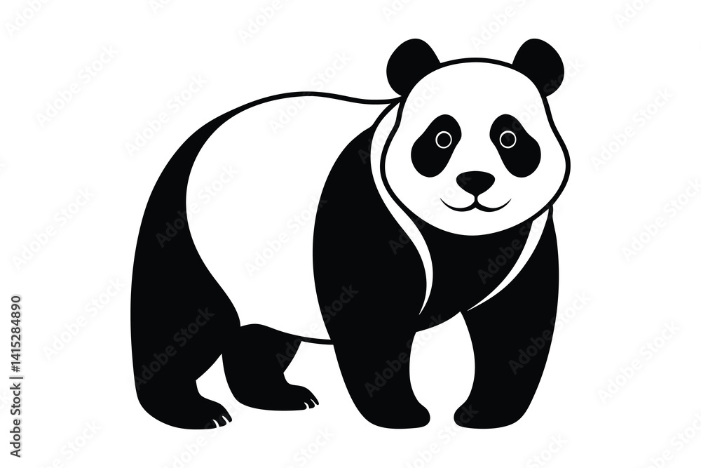 panda bear line art silhouette vector illustration isolated on white background panda bear line art silhouette vector illustration isolated on white background