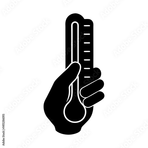 Hand holding a thermometer for temperature check silhouette