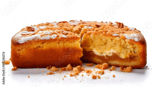 Dump cake white background 