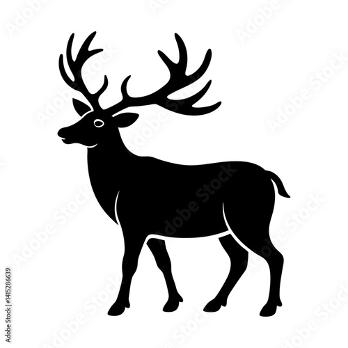 Standing stag silhouette vector graphic illustration