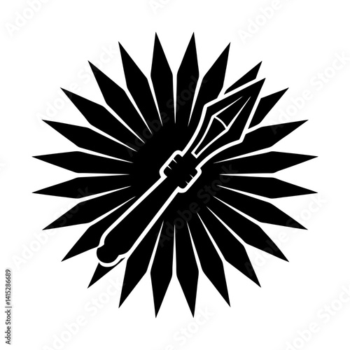 Spearhead with sunburst vector illustration design silhouette