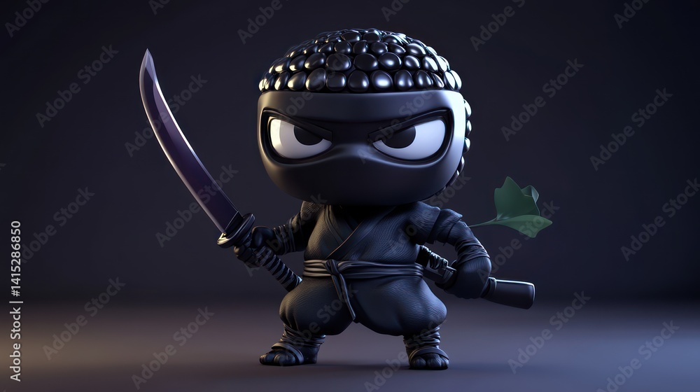 Small ninja figure digital illustration Small ninja figure digital illustration