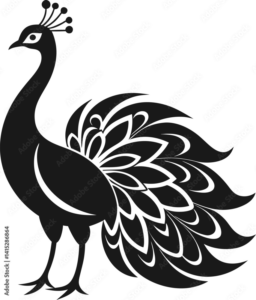 Fototapeta premium peacock silhouette isolated on white background 